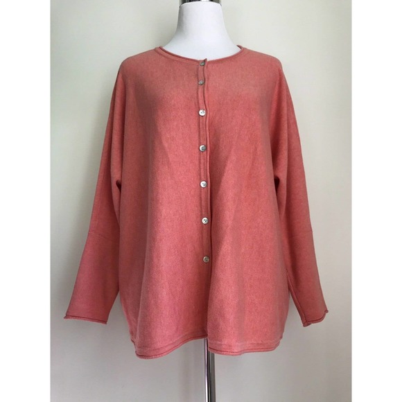 Pure J.‎ Jill Oversized Cardigan Sweater Coral Orange Button Front Boxy Size XS - Picture 4 of 11